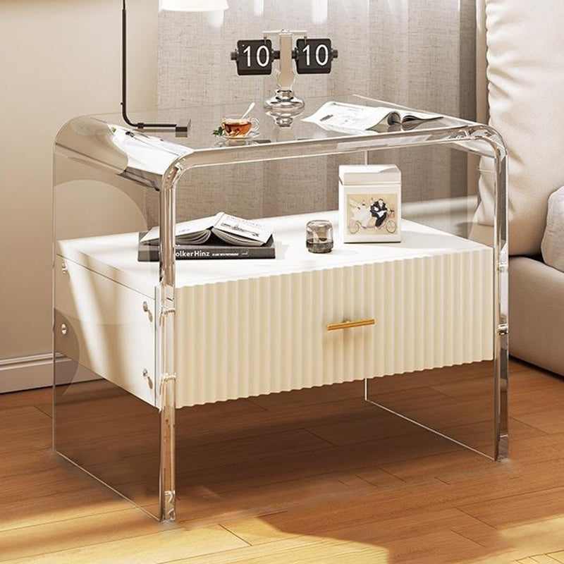 Modern Acrylic Solid Wood 1-Drawer Nightstand