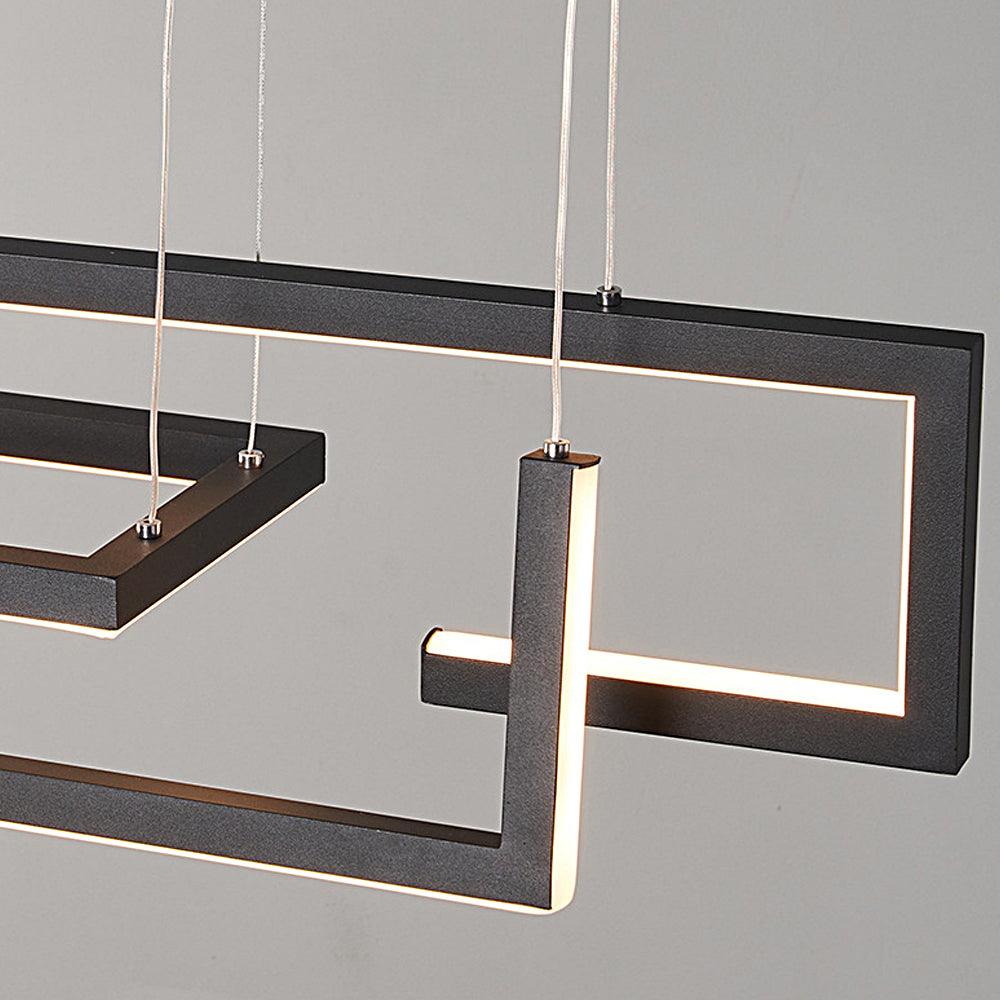 Geometric Strip Dimmable Nordic Dining Chandelier — Black / Dimmable