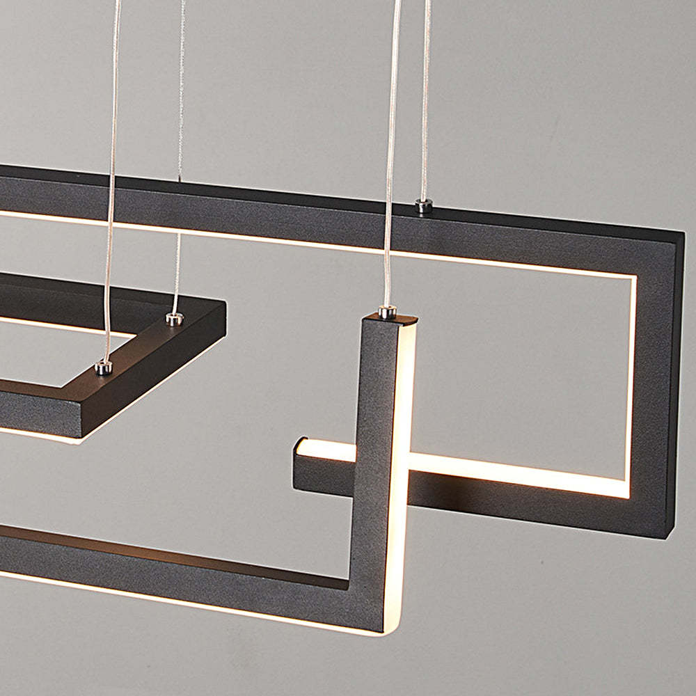 Geometric Strip Dimmable Nordic Dining Chandelier — Black / Dimmable