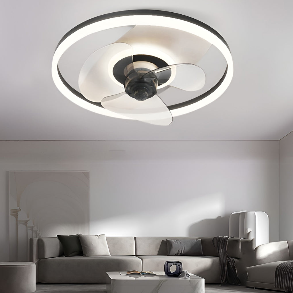 Circular Stepless Dimming Modern Inverter Ceiling Fan Light with Remote Control-Lighom