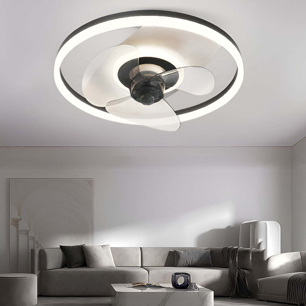 Circular Stepless Dimming Modern Inverter Ceiling Fan Light with Remote Control-Lighom