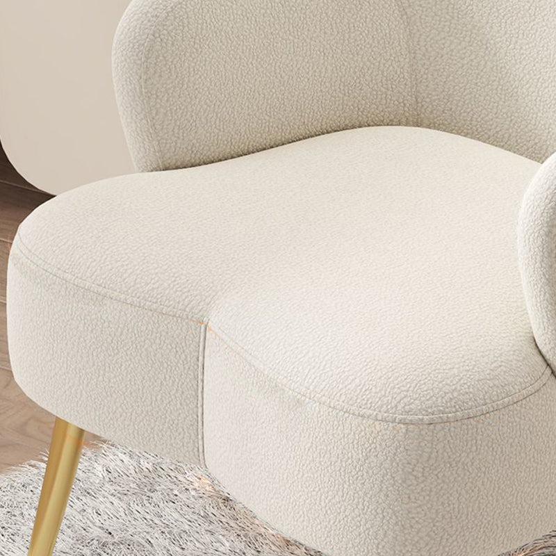 Minimalist Cream Curve Lambswool Vanity Stool — White / Green
