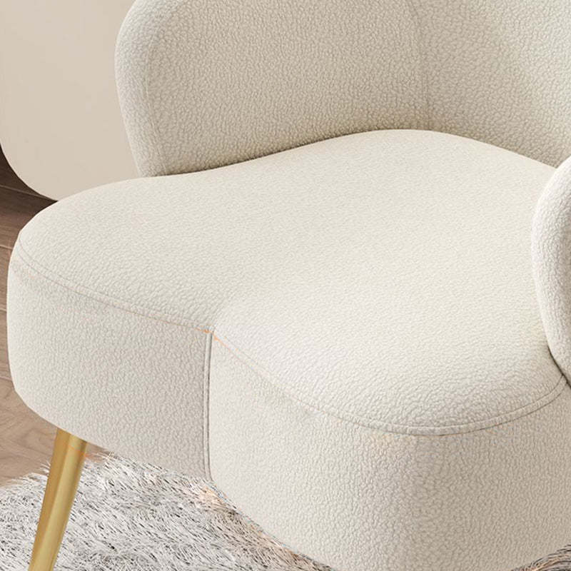 Minimalist Cream Curve Lambswool Vanity Stool — White / Green