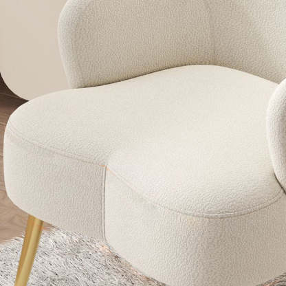 Minimalist Cream Curve Lambswool Vanity Stool — White / Green