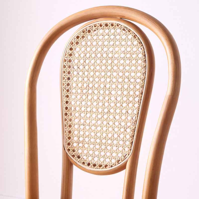 Vintage Rattan Woven Wooden Dining Chair — Wood Color / Rattan