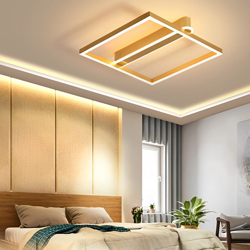 Square Double Frame Metal Aluminum LED Nordic Ceiling Light