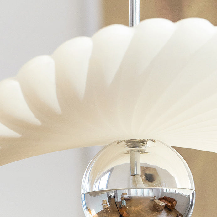 Modern Art Deco Cream Pleated Lotus Leaf Pendant