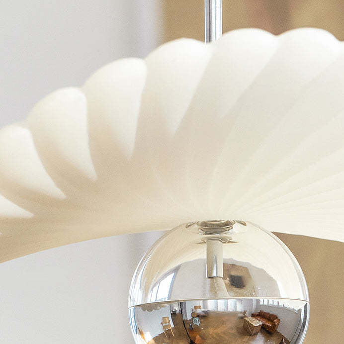 Modern Art Deco Cream Pleated Lotus Leaf Pendant