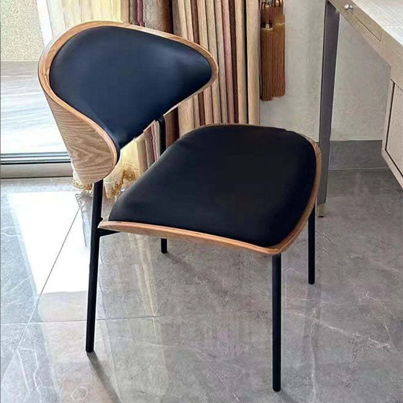 Modern Loop-Back Microfiber Leather Dining Chair