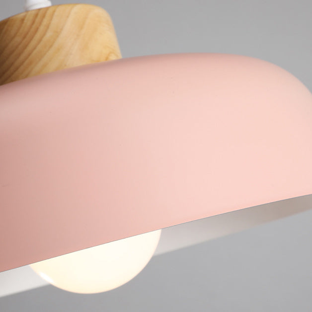 Minimalist Round Aluminum Wood Pendant Light