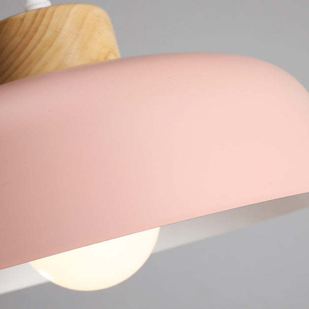 Minimalist Round Aluminum Wood Pendant Light