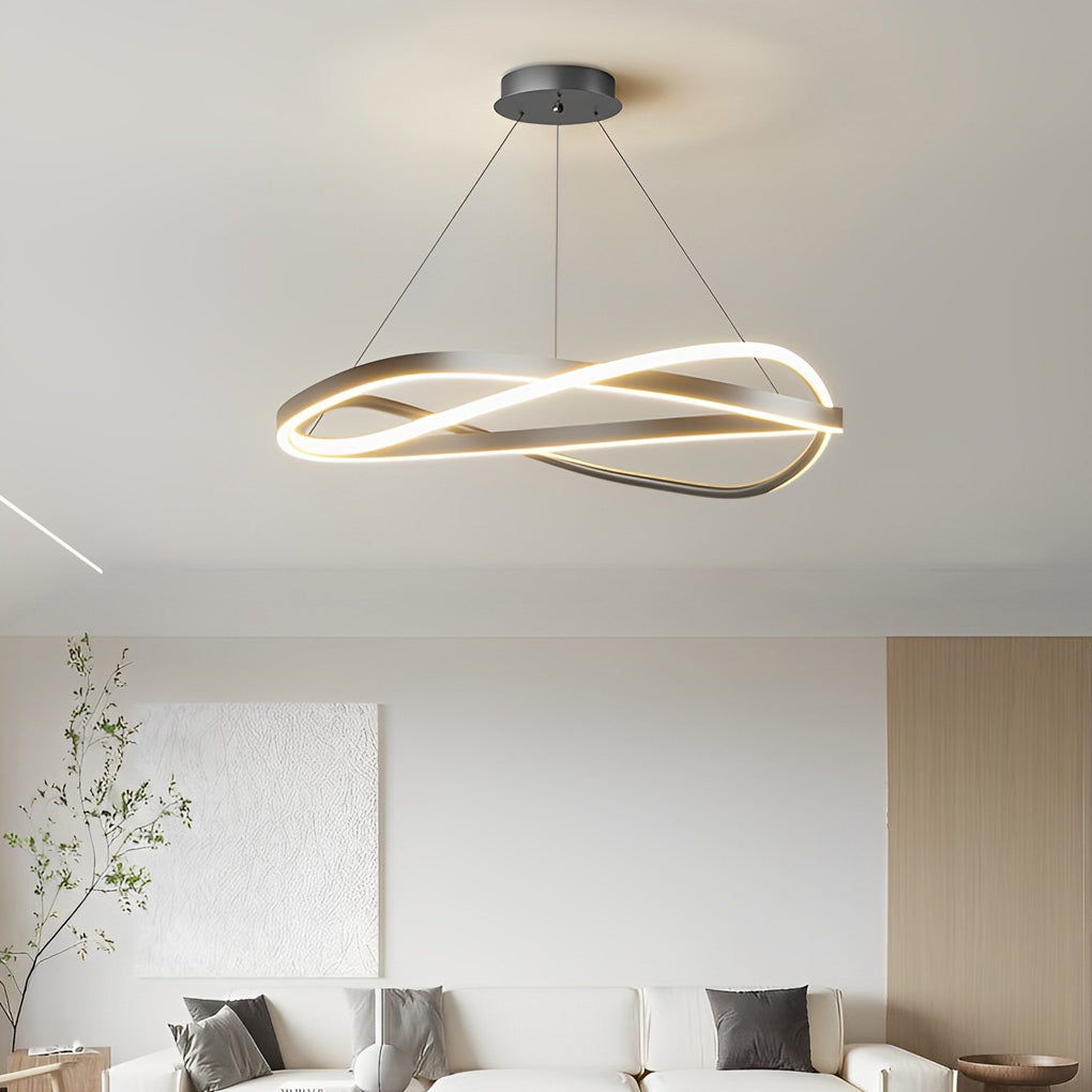 Circular Wave Ring Dimmable Minimalist Nordic Chandelier — 31'' / Black