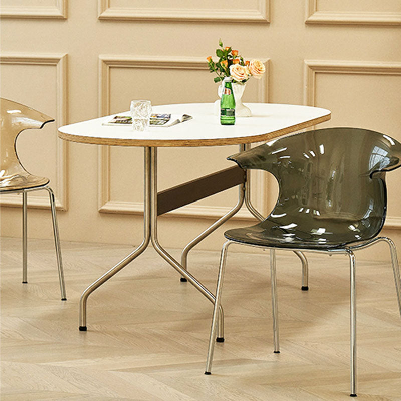 Minimalist Curved Plastic Metal Dining Chair