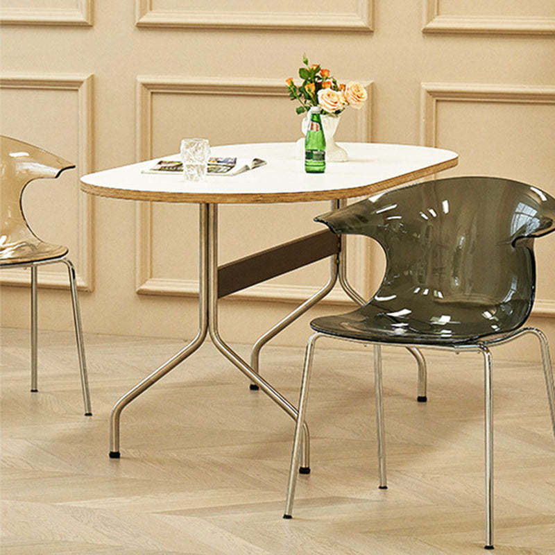 Minimalist Curved Plastic Metal Dining Chair