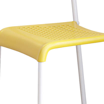 Minimalist Plastic Iron Perforated Dining Chair — Yellow
