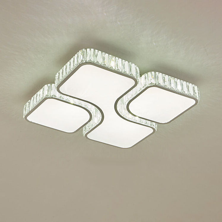 Modern Luxury Gold Rectangular Metal LED Flush Mount Light