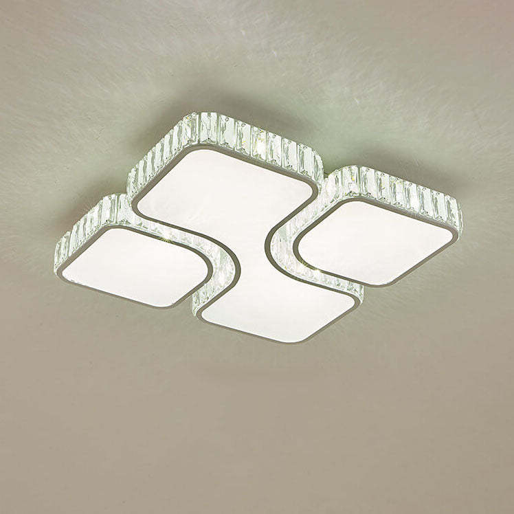 Modern Luxury Gold Rectangular Metal LED Flush Mount Light