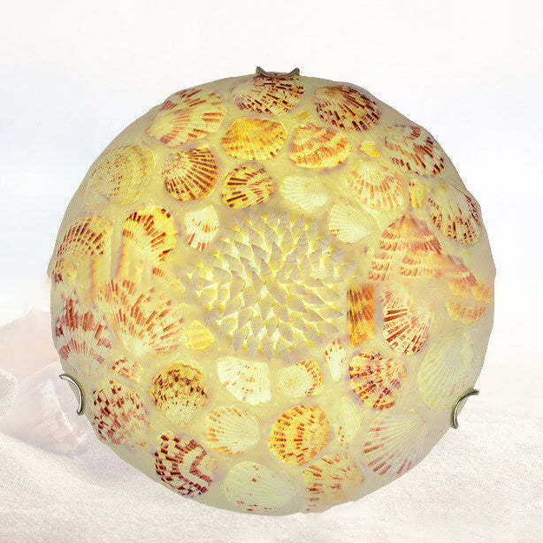 European Mediterranean Shell Round LED Flush Mount Light