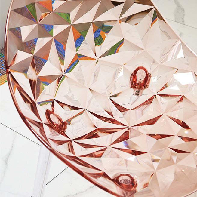 Minimalist Square Acrylic Four-Leg Chair — Pink