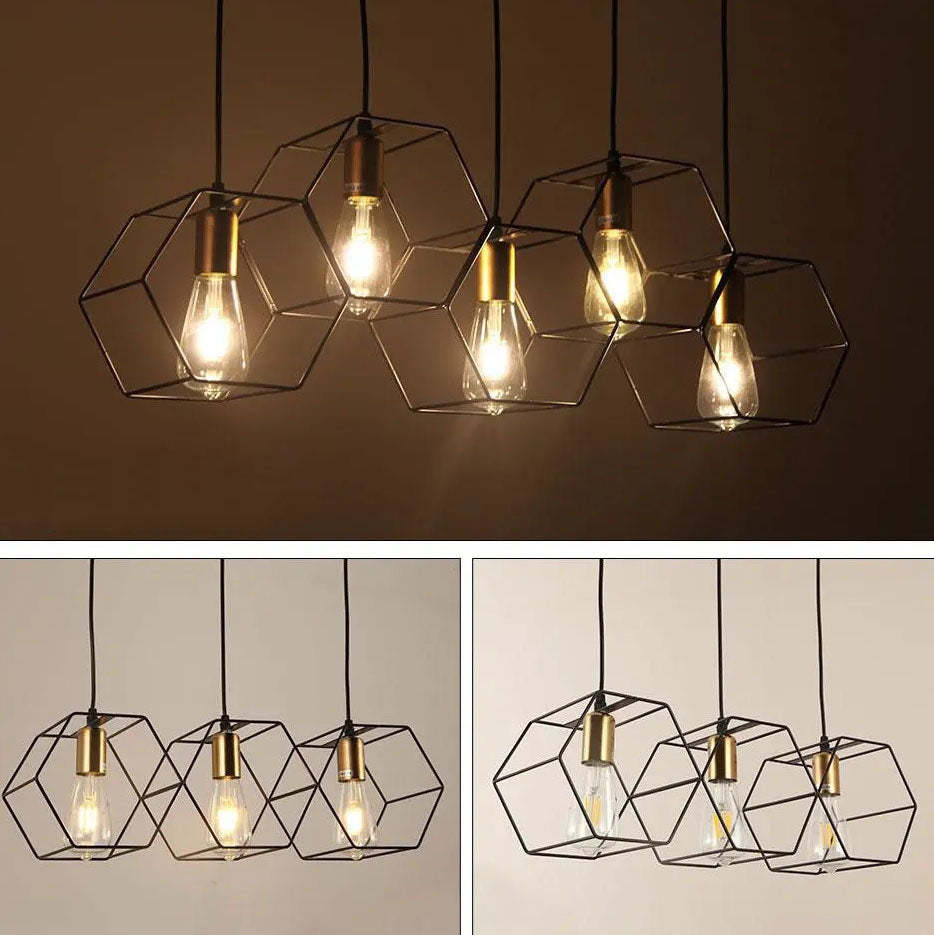 Industrial Vintage Geometric Iron Island Chandelier
