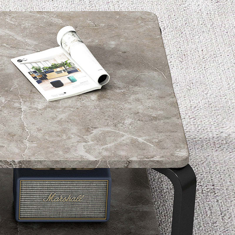 Minimalist Rectangular Metal Marble Coffee Table
