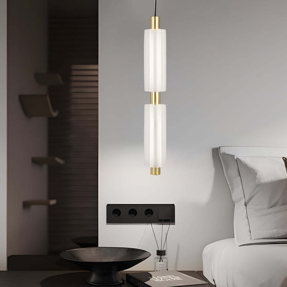 1/2/3-Head Acrylic Cylinder Modern Pendant Light, Gold/Black