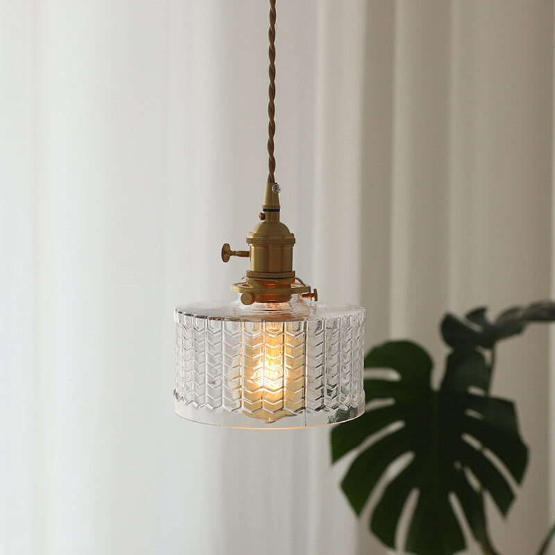 Nordic Vintage Clear Drum Copper Pendant