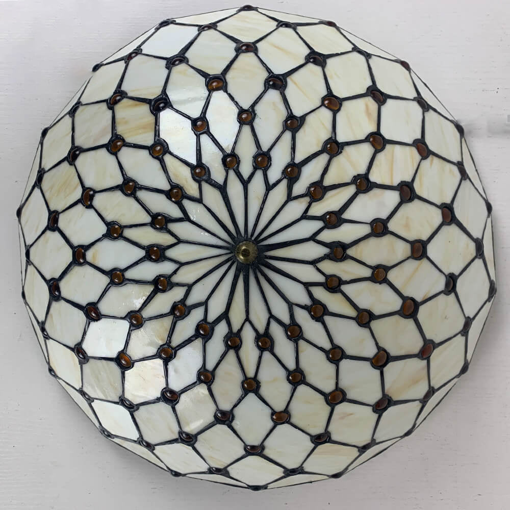 Traditional Tiffany Shell Bead Stained Glass Flush Light