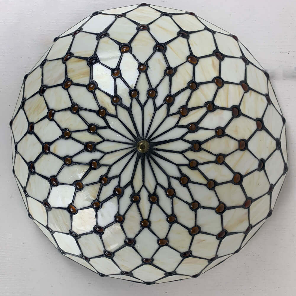 Traditional Tiffany Shell Bead Stained Glass Flush Light