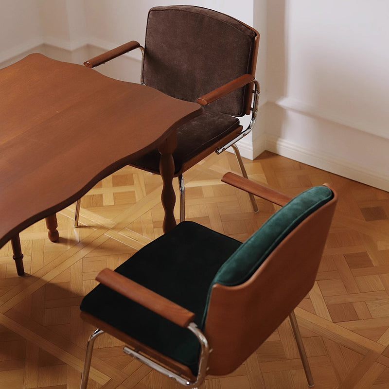 Vintage Wood Plated Iron Dining Chair — Brown