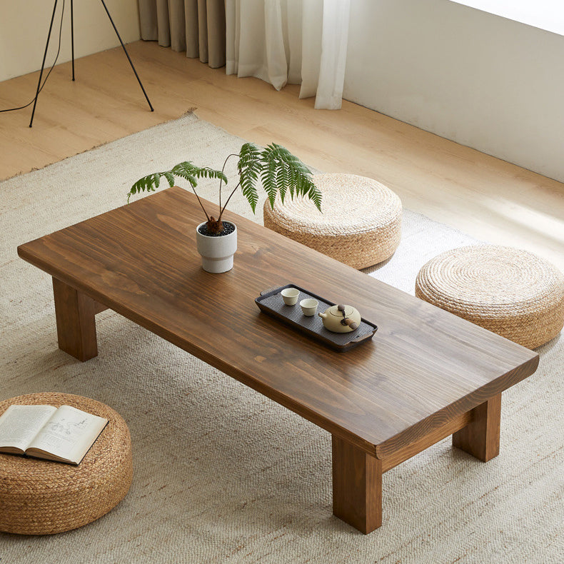 Japanese Wood 4-Leg Rectangular Coffee Table — Coffee Brown