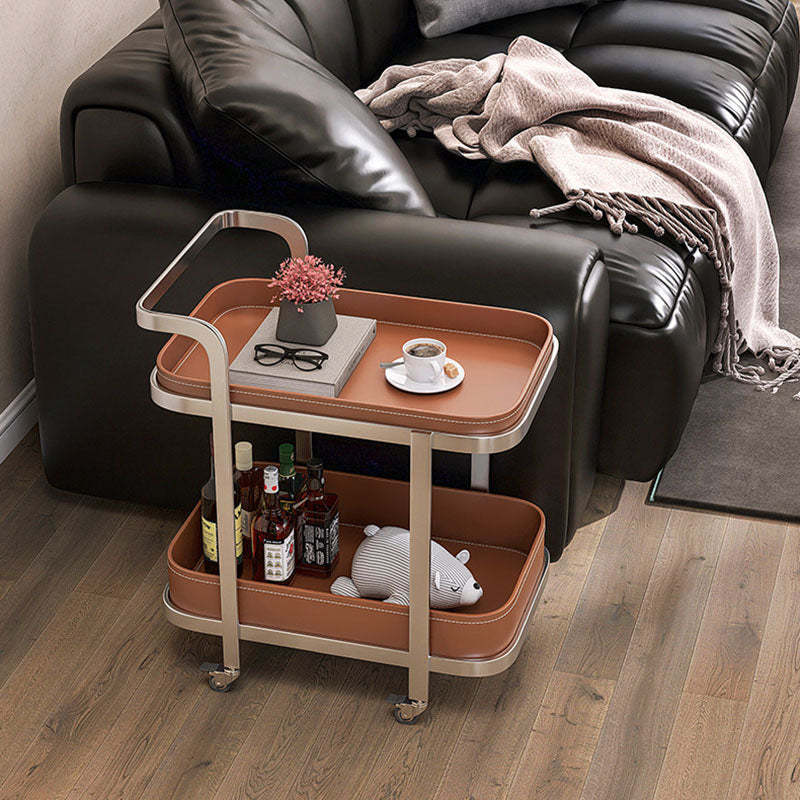 Luxury Rectangular Leather Steel Coffee Table