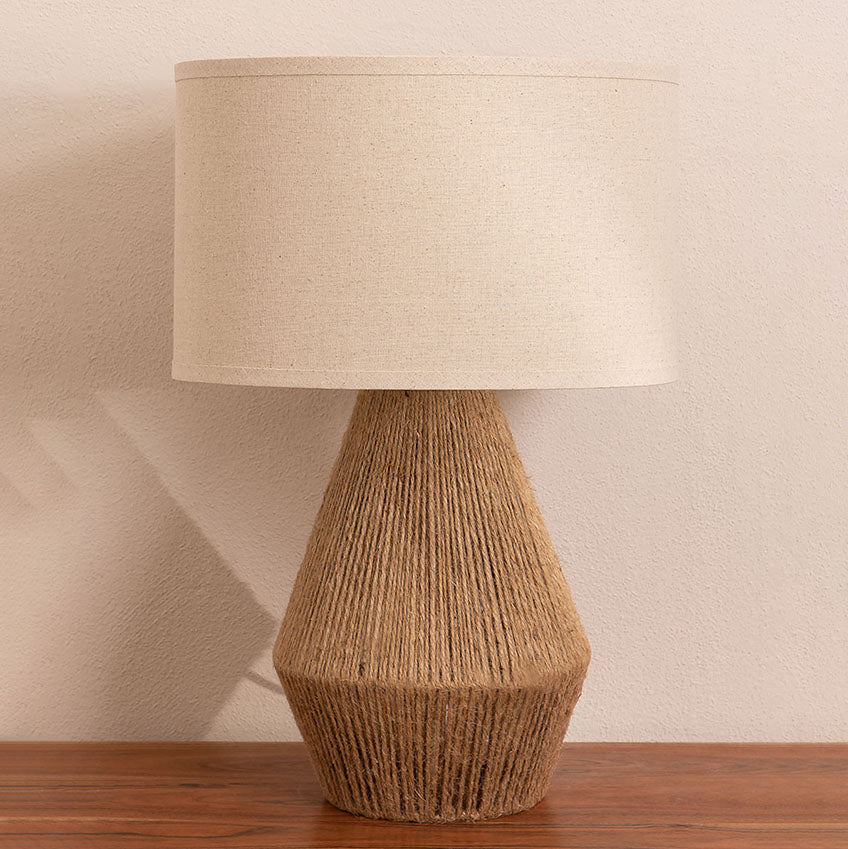 Beige modern woven hemp table lamps — 220V-240V (UK/AU)
