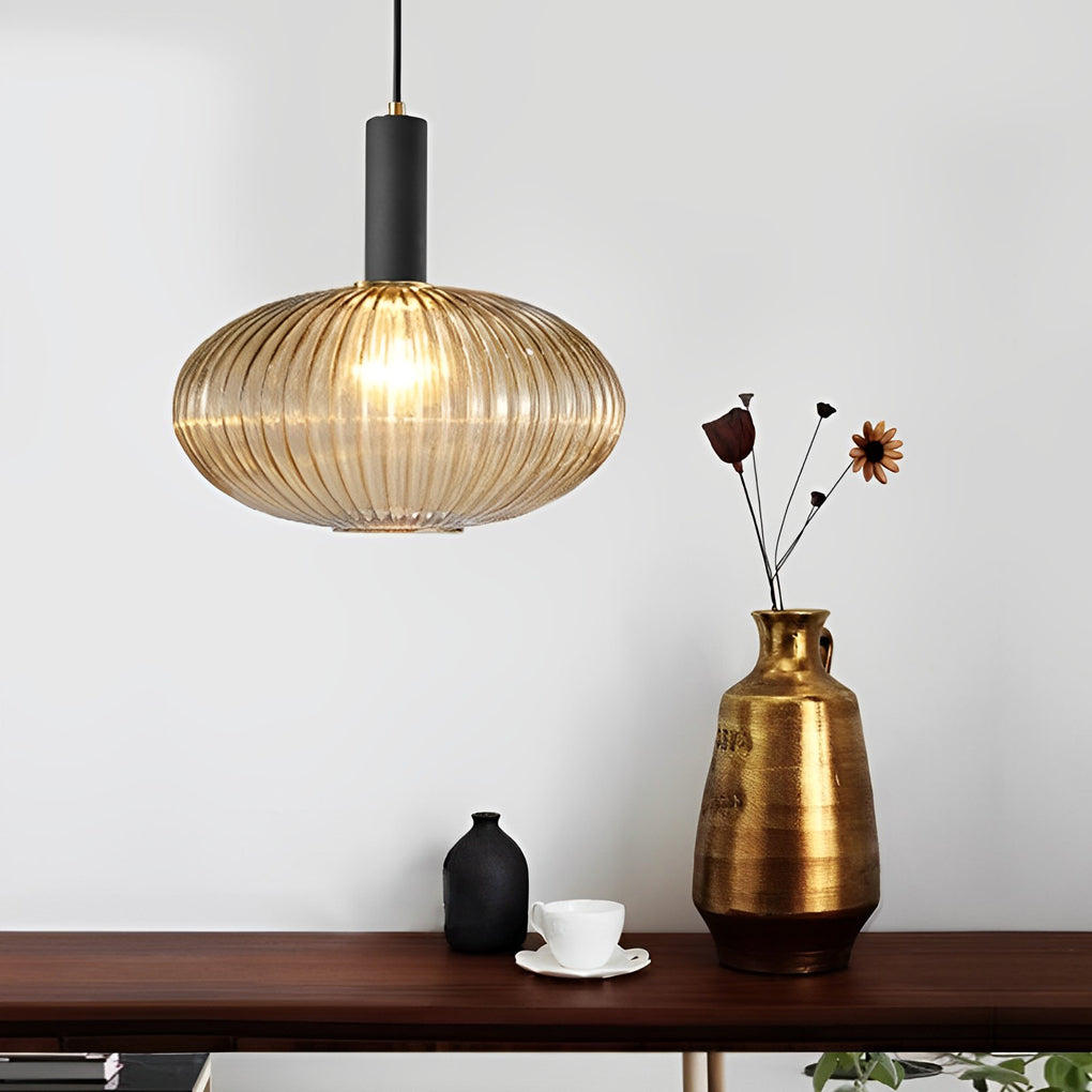 Glass Lantern Striped LED Nordic Pendant Chandelier