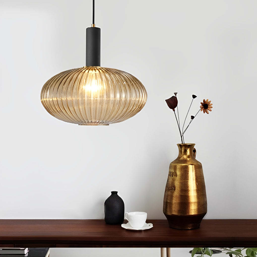 Glass Lantern Striped LED Nordic Pendant Chandelier