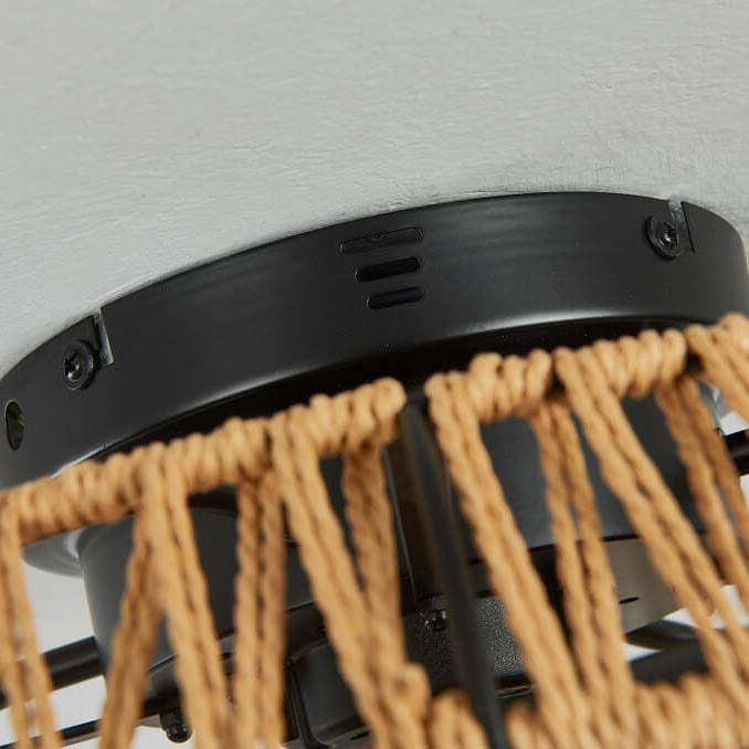 Traditional Rustic Drum Mount Ceiling Fan Light