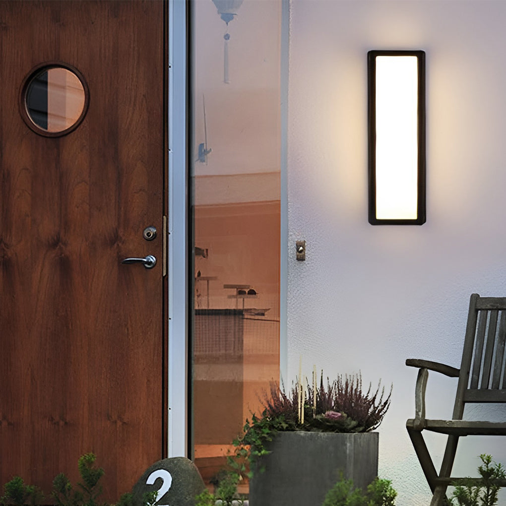 Rectangle LED Waterproof Motion Sensor Black Modern Wall Sconce Lighting-Lighom