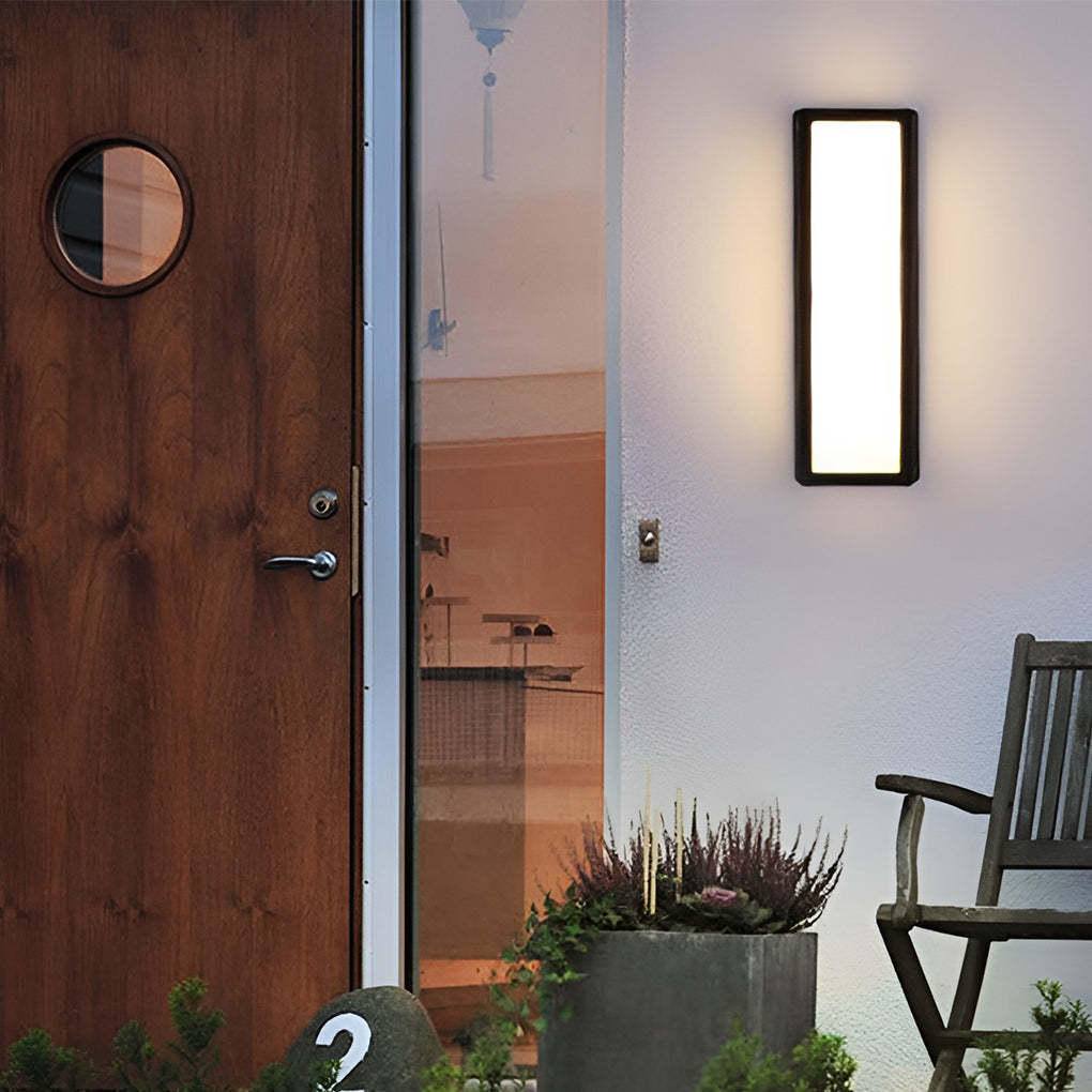 Rectangle LED Waterproof Motion Sensor Black Modern Wall Sconce Lighting-Lighom