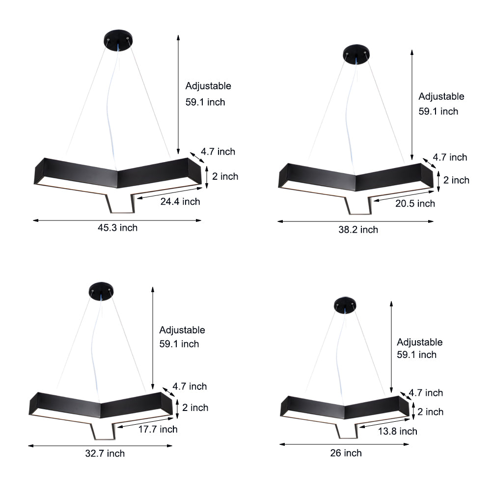 Modern Seamless Y-Shaped Linear LED 4-Piece Office Pendant