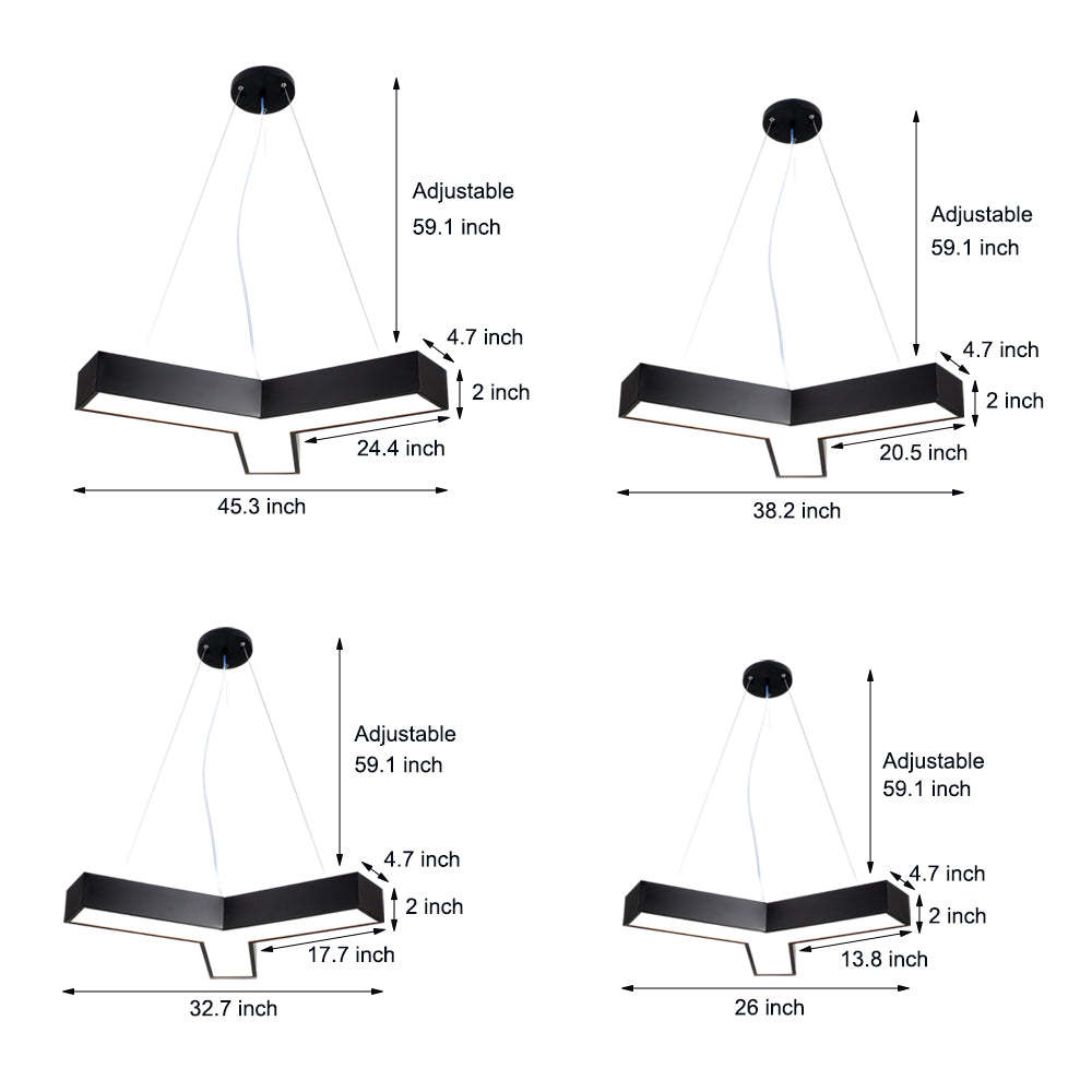 Modern Seamless Y-Shaped Linear LED 4-Piece Office Pendant