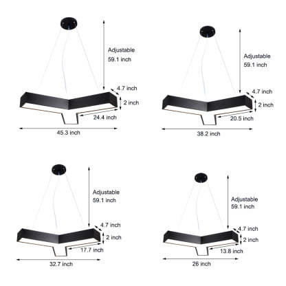 Modern Seamless Y-Shaped Linear LED 4-Piece Office Pendant