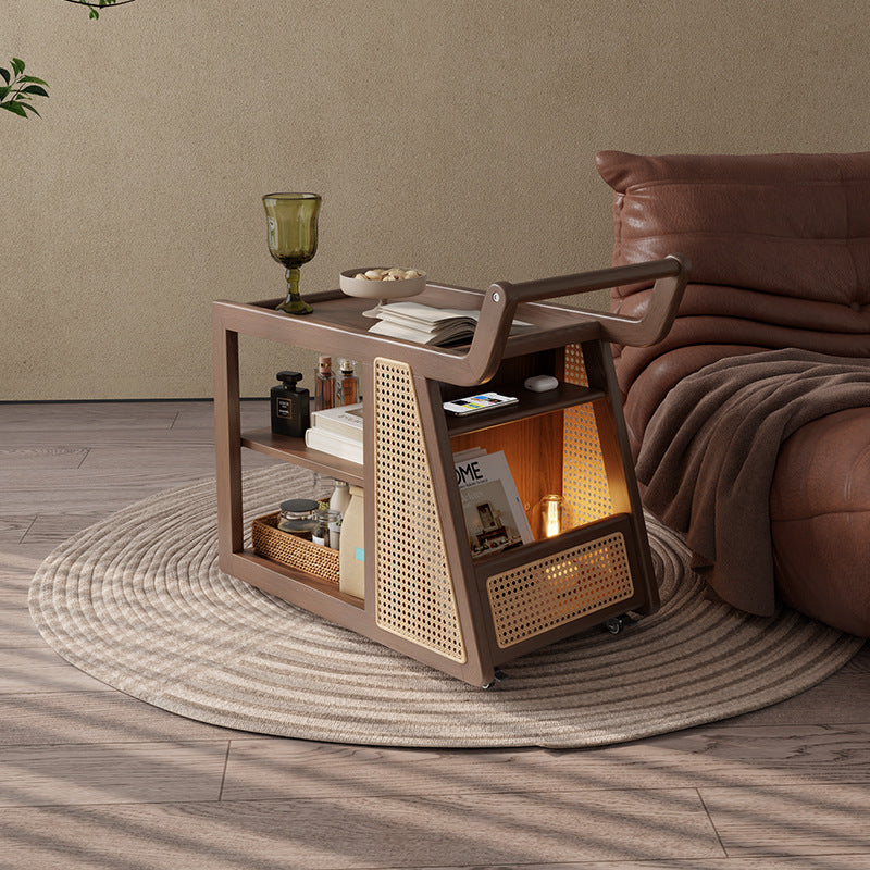 Retro Solid Wood 3-Tier Movable End Table