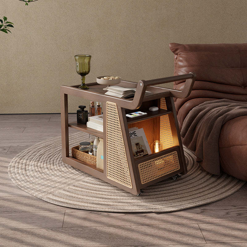 Retro Solid Wood 3-Tier Movable End Table