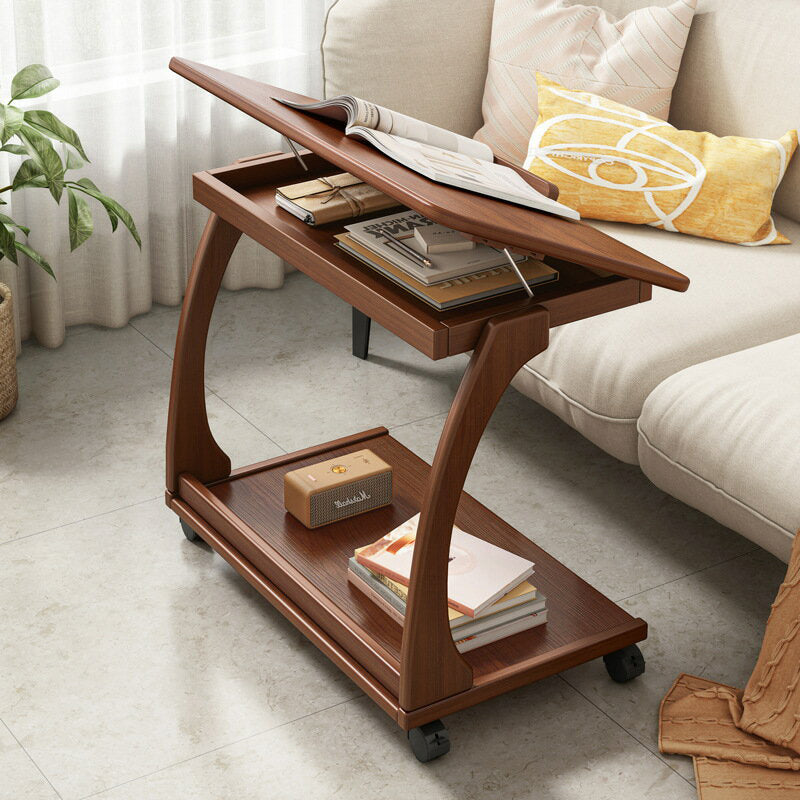Vintage Engineered Wood Flip-Top Movable Side Table