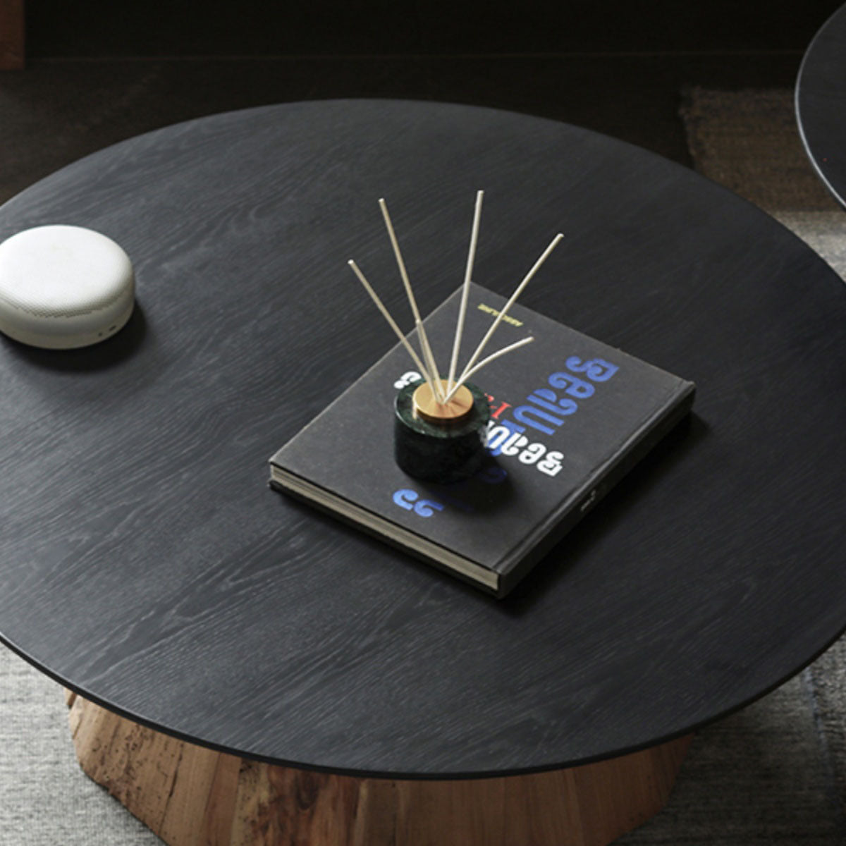 Contemporary Round Oak Veneer Coffee Table