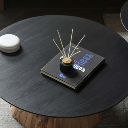 Contemporary Round Oak Veneer Coffee Table