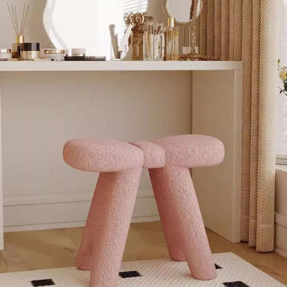 Scandinavian Lambswool Butterfly Vanity Stool — Pink