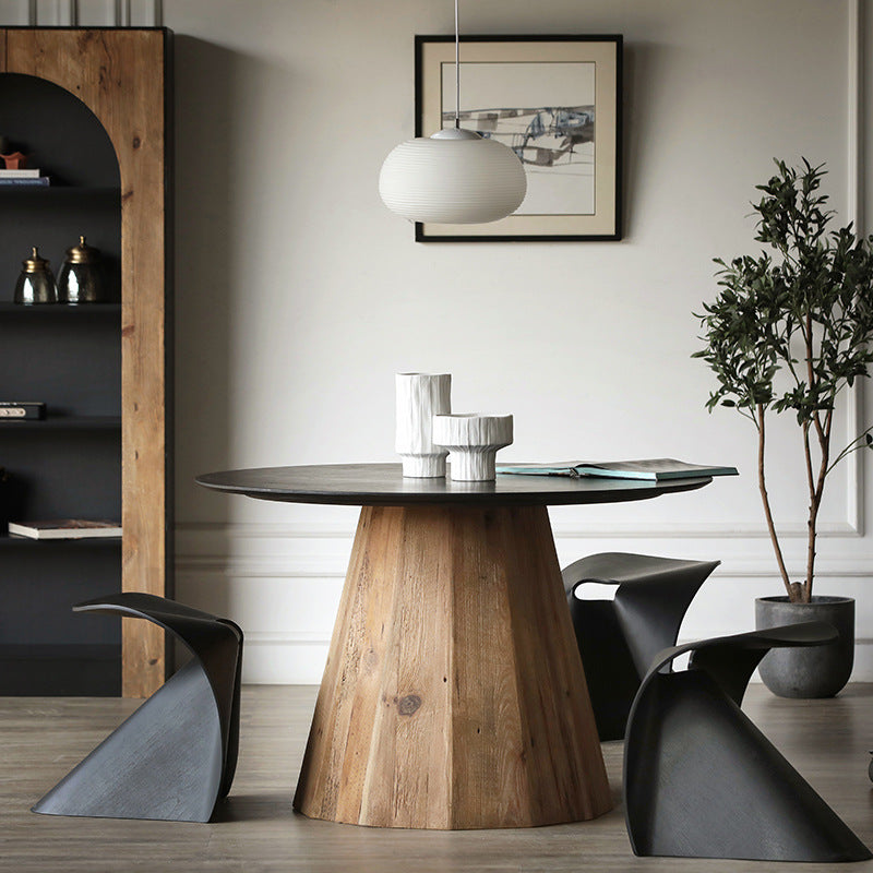 Rustic round veneer wood coffee tables
