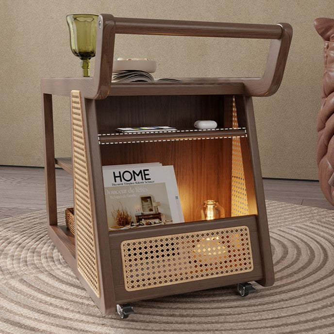 Retro Solid Wood 3-Tier Movable End Table