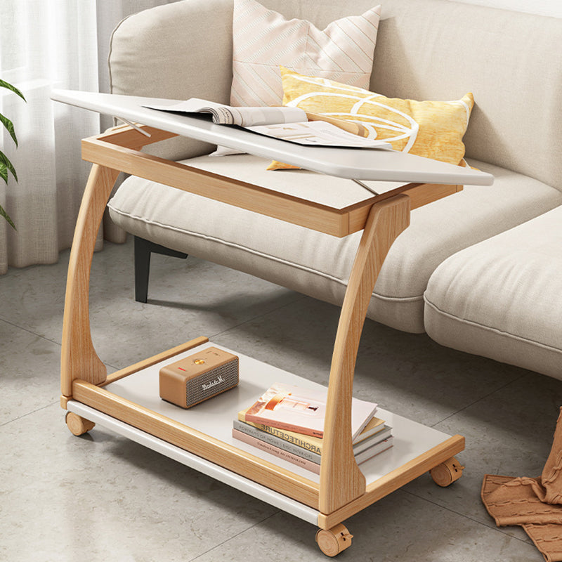 Vintage Engineered Wood Flip-Top Movable Side Table